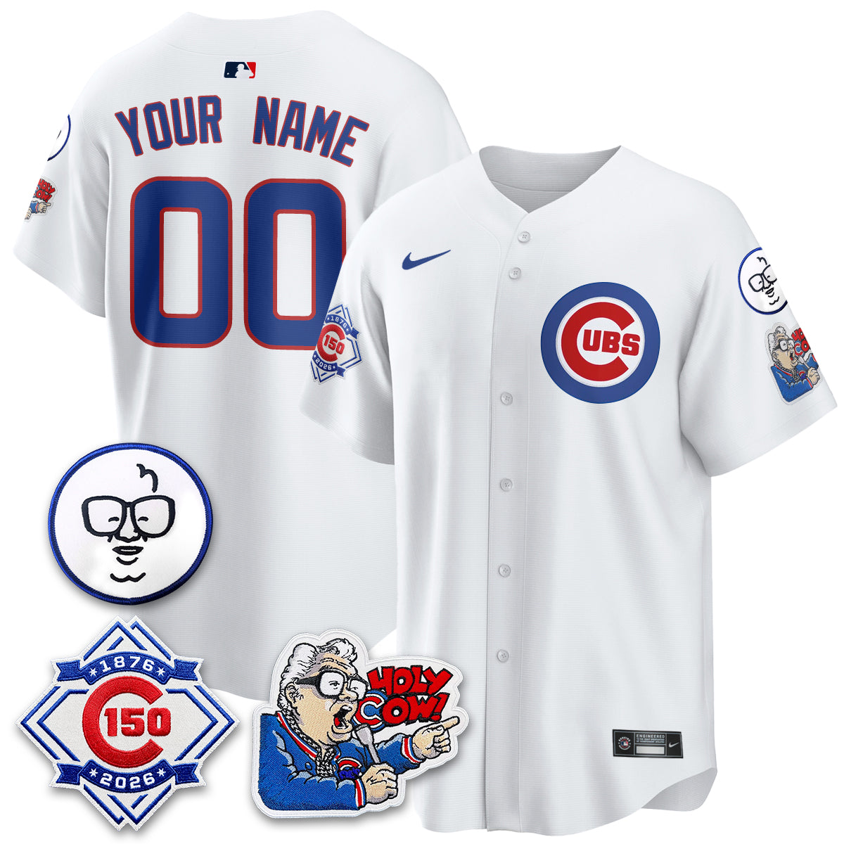 CHC 150th Anniversary Harry Caray Holy Cow Vapor Premier Limited Custom Jersey - All Stitched V2-DTD