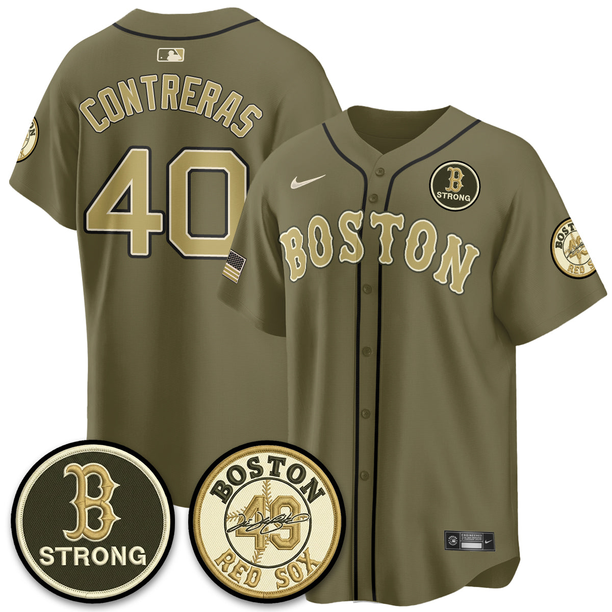 BOS New Era Olive 2026 Armed Forces Day Jersey - All Stitched-DTD