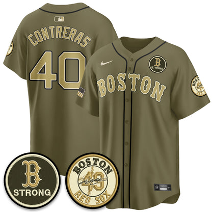 BOS New Era Olive 2026 Armed Forces Day Jersey - All Stitched-DTD