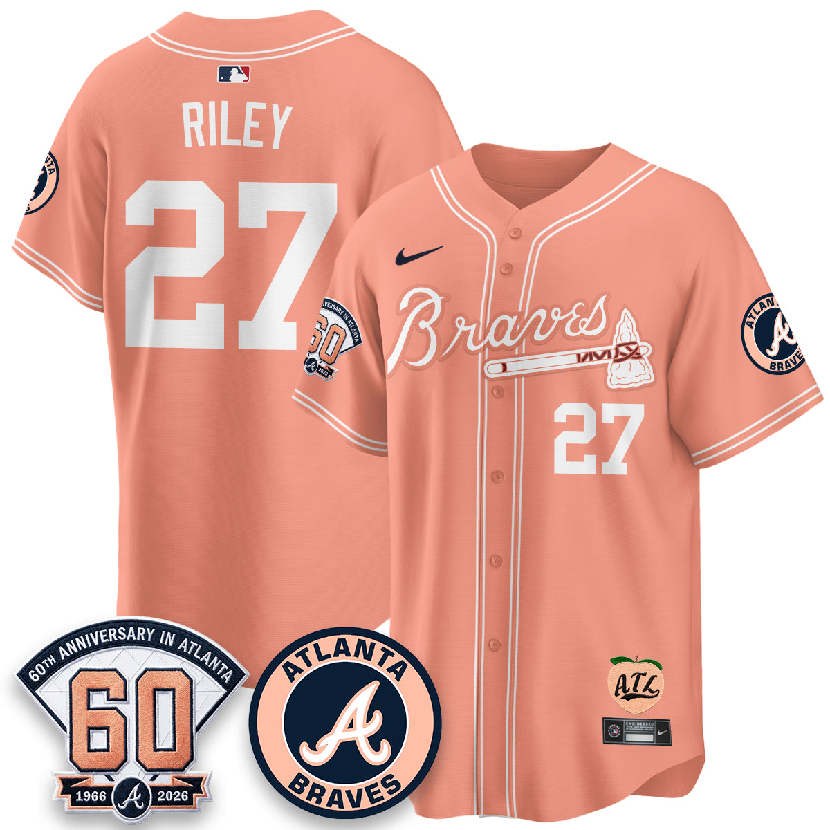ATL 60th Anniversary Peach Edition Vapor Premier Limited Jersey - All Stitched-DTD