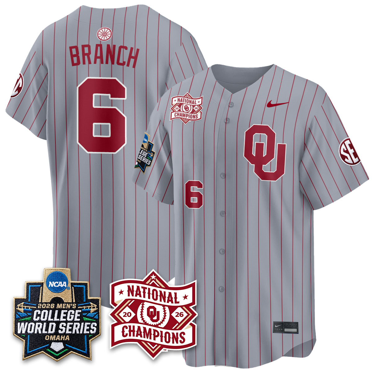 OU 2026 NCAA Baseball College World Series Champions Vapor Jersey - Stitched-DTD