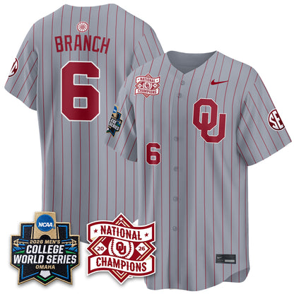 OU 2026 NCAA Baseball College World Series Champions Vapor Jersey - Stitched-DTD