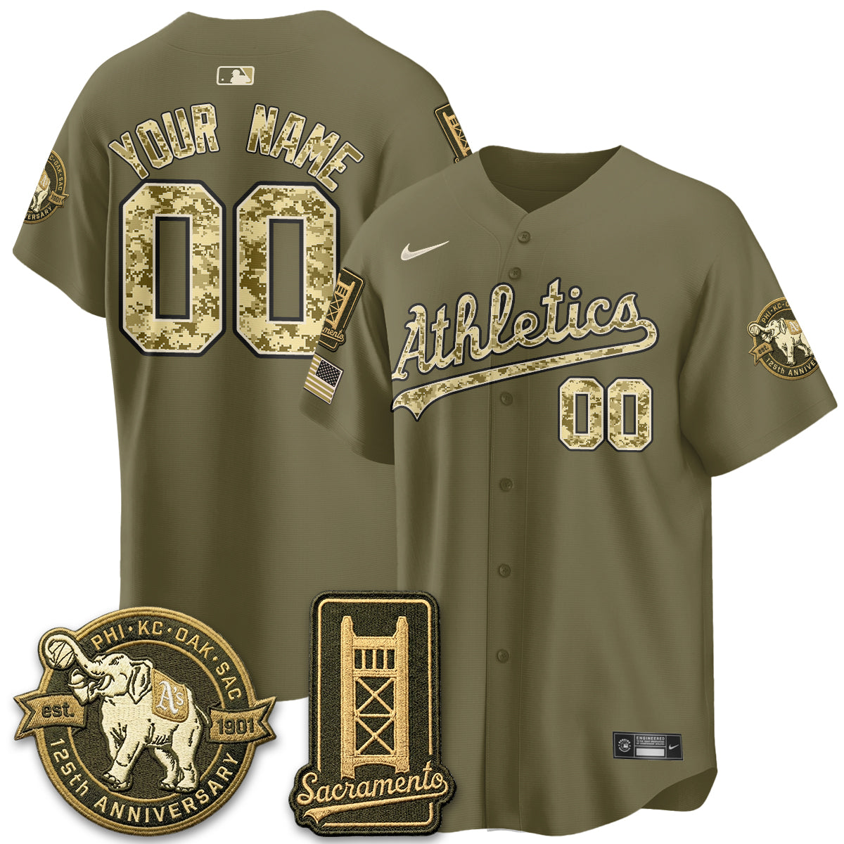 OAK Military Appreciation Game Day Custom Jersey - Stitched-DTD