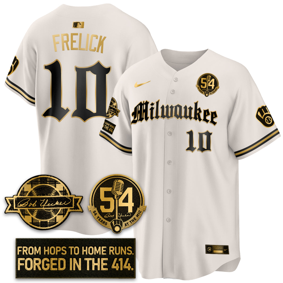 MIL Bob Uecker Patch Vapor Premier Limited Jersey - Gothic Edition - All Stitched-DTD