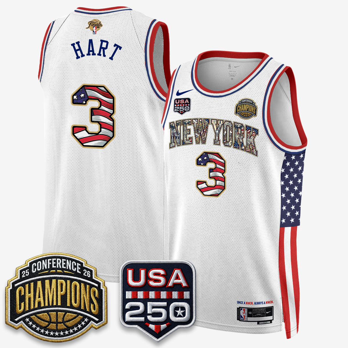 NYK 2026 NBA Eastern Conference Champions x Fourth of July Vapor Jersey - Stitched-DTD