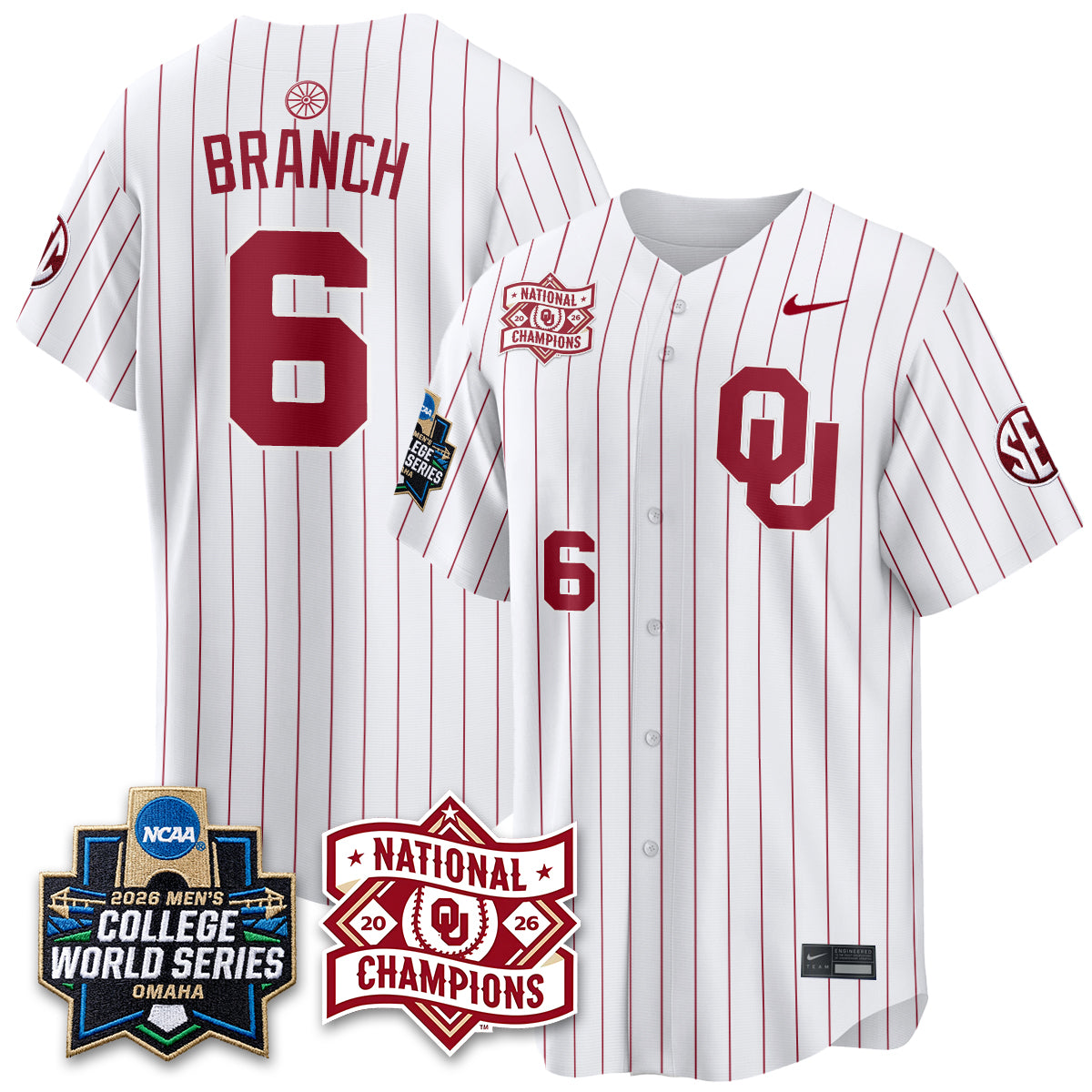 OU 2026 NCAA Baseball College World Series Champions Vapor Jersey - Stitched-DTD