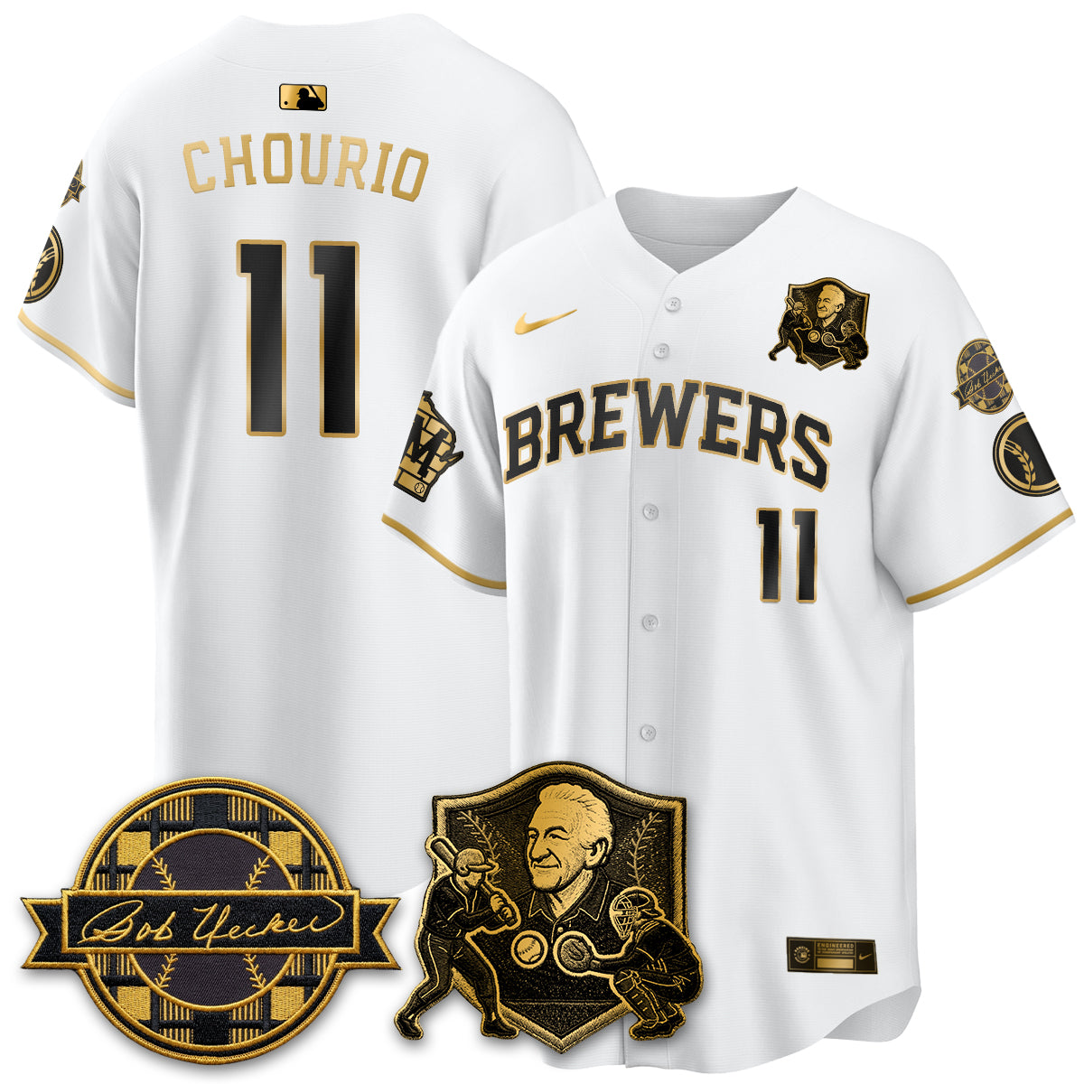 MIL Bob Uecker - 54 Seasons for Brewers' Vapor Limited Gold Jersey - All Stitched-DTD