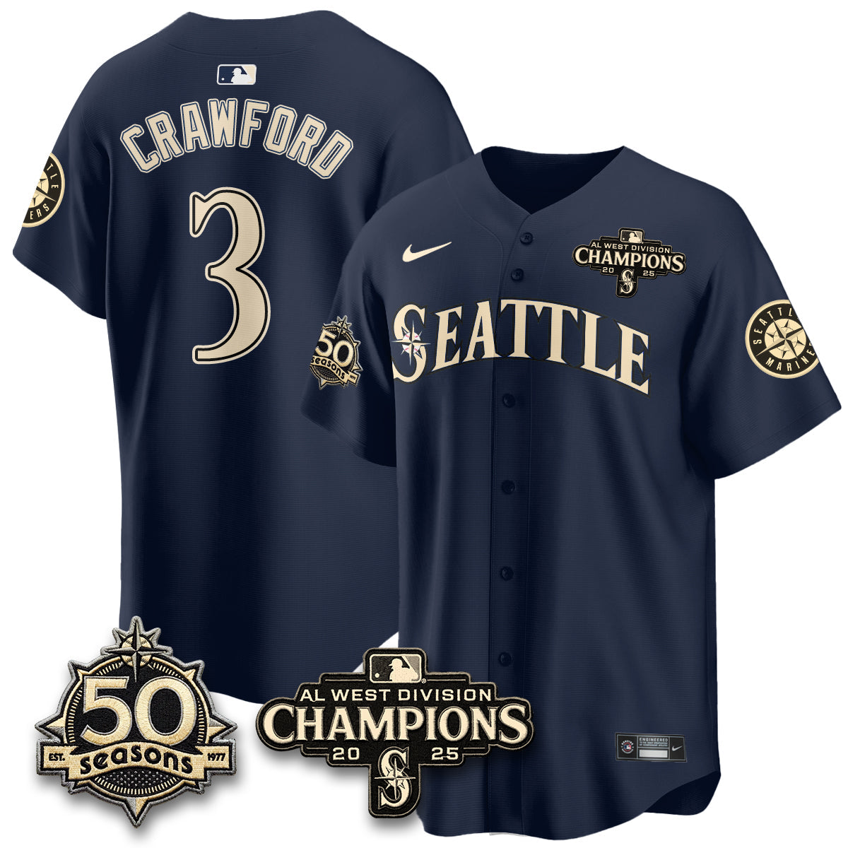 SEA Vapor Premier Limited Jersey - 50th Anniversary & AL West Division Champions - Steelheads Community Funds - All Stitched-DTD