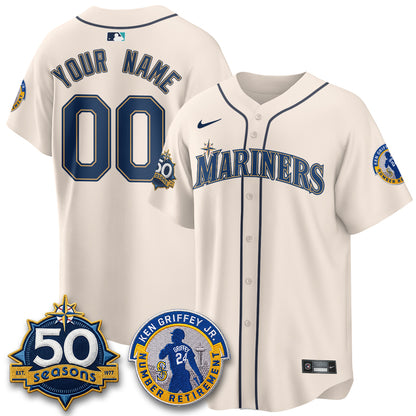 SEA Ken Griffey Jr. Patch Vapor Premier Limited Custom Jersey - All Stitched-DTD