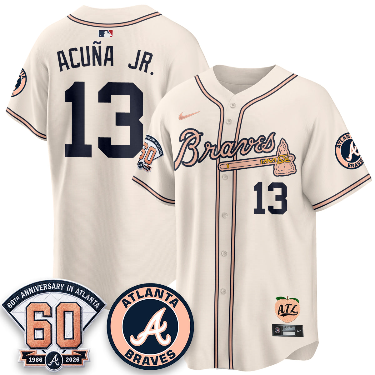 ATL 60th Anniversary Peach Edition Vapor Premier Limited Jersey - All Stitched-DTD