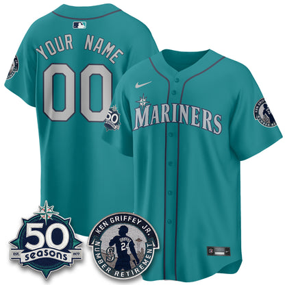 SEA Ken Griffey Jr. Patch Vapor Premier Limited Custom Jersey - All Stitched-DTD