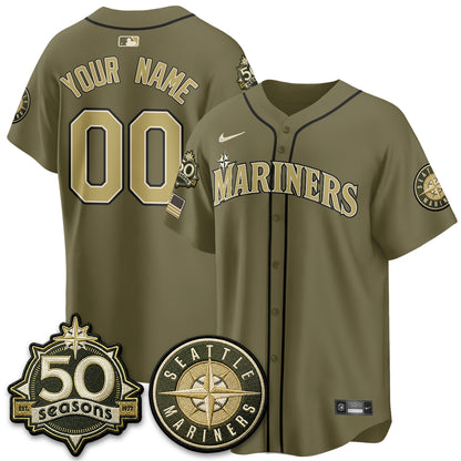 SEA New Era Olive 2026 Armed Forces Day Custom Jersey - All Stitched-DTD