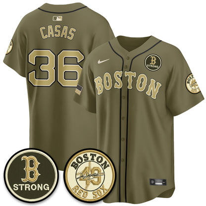 BOS New Era Olive 2026 Armed Forces Day Jersey - All Stitched-DTD