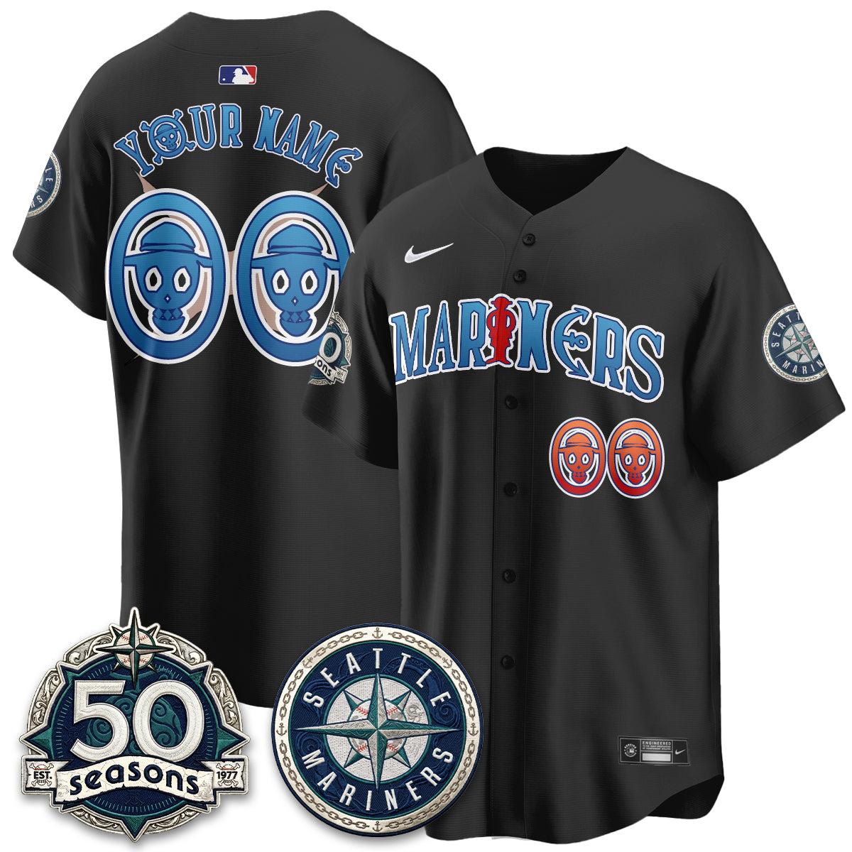SEA x Japanese Cartoon Vapor Limited Custom Jersey - Stitched-DTD
