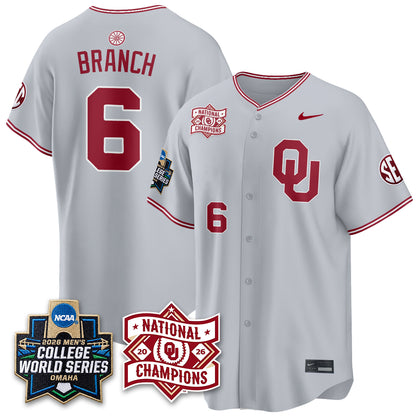 OU 2026 NCAA Baseball College World Series Champions Vapor Jersey - Stitched-DTD