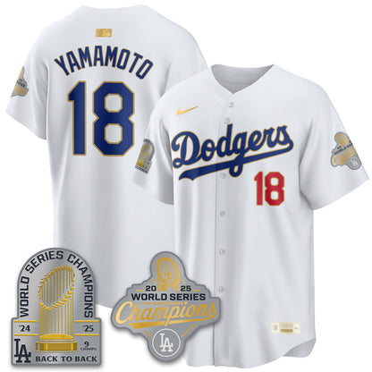 LAD Gold Collection Stadium Vapor Limited Jersey - 9x Champs - All Stitched-DTD