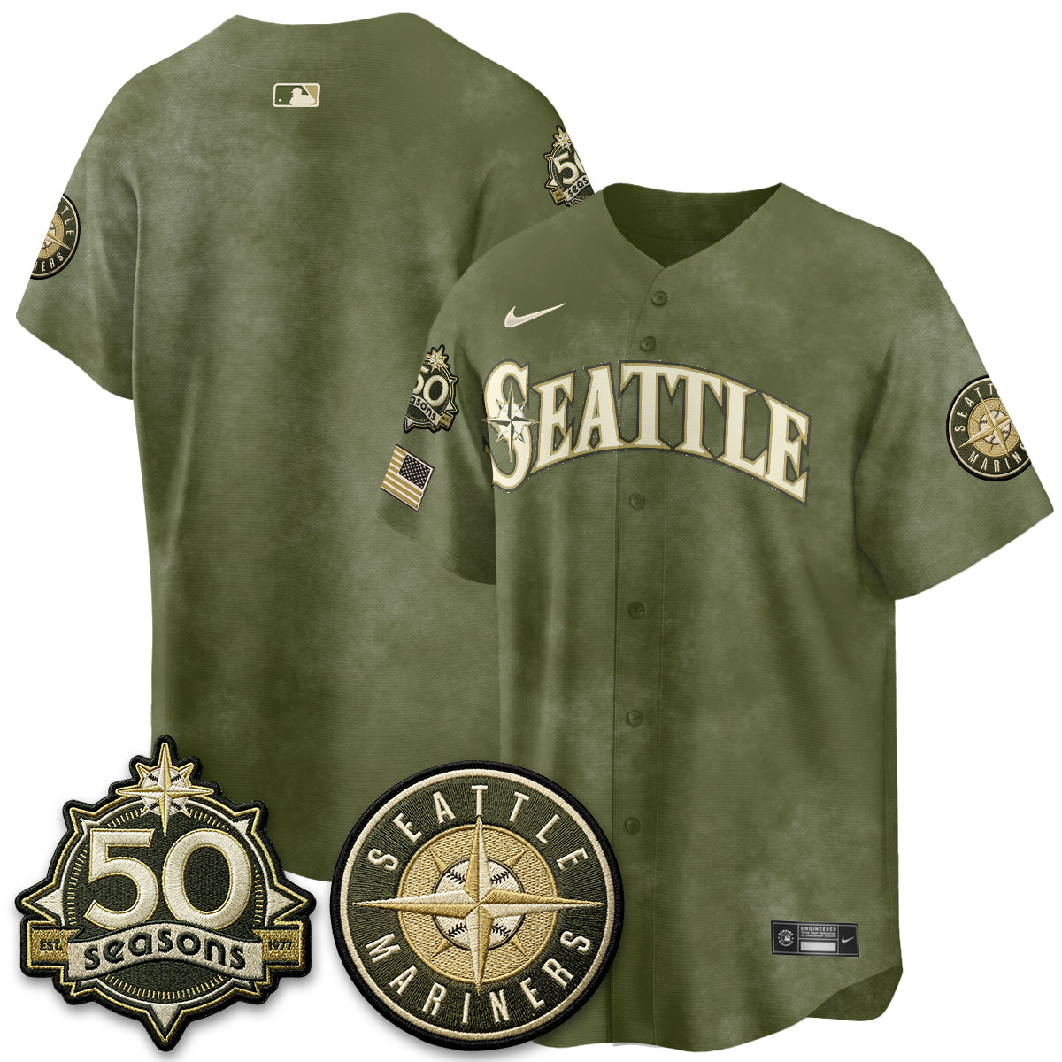 SEA New Era Olive 2026 Armed Forces Day Jersey - All Stitched-DTD
