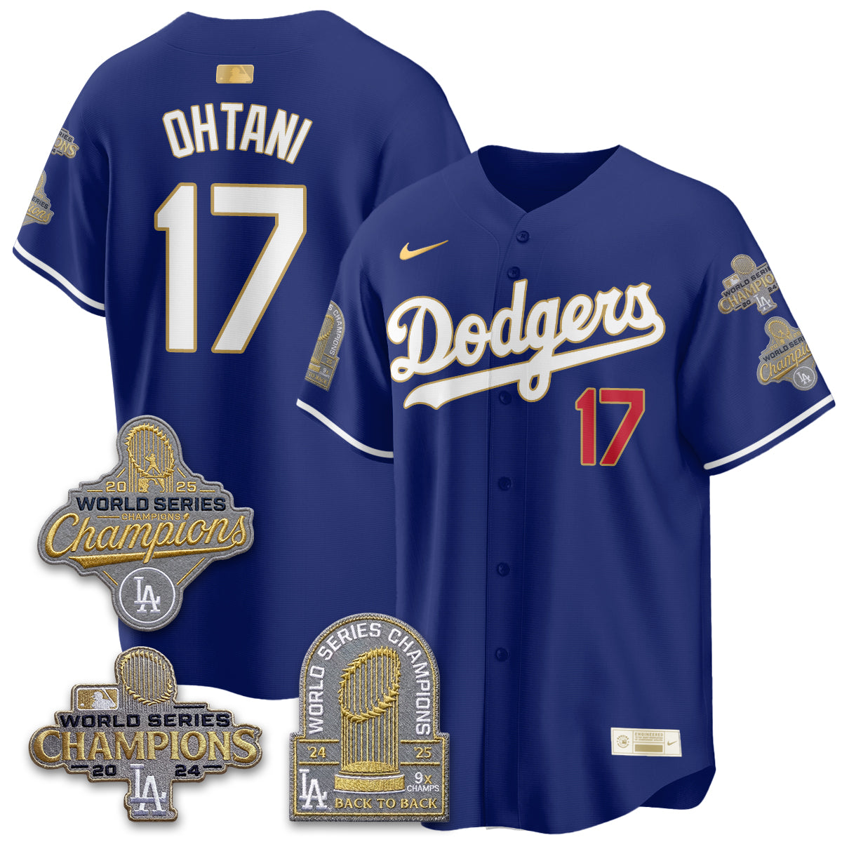 LAD Gold Collection Stadium Vapor Limited Jersey - Back to Back 9x Champs - All Stitched-DTD