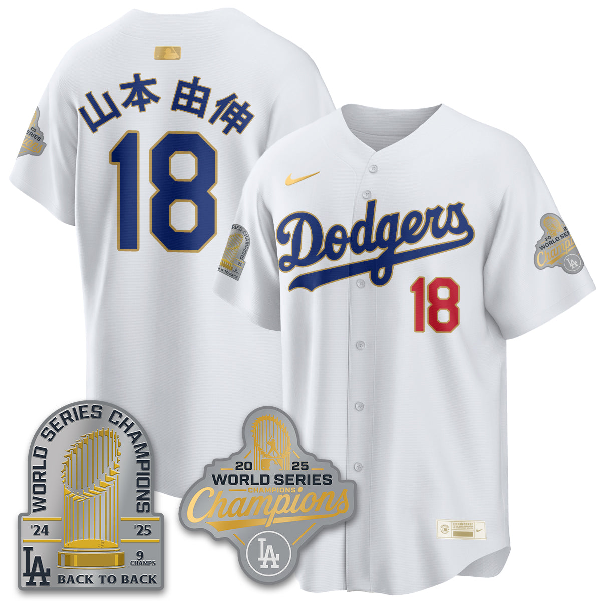LAD Gold Collection Stadium Vapor Limited Jersey - 9x Champs - All Stitched-DTD