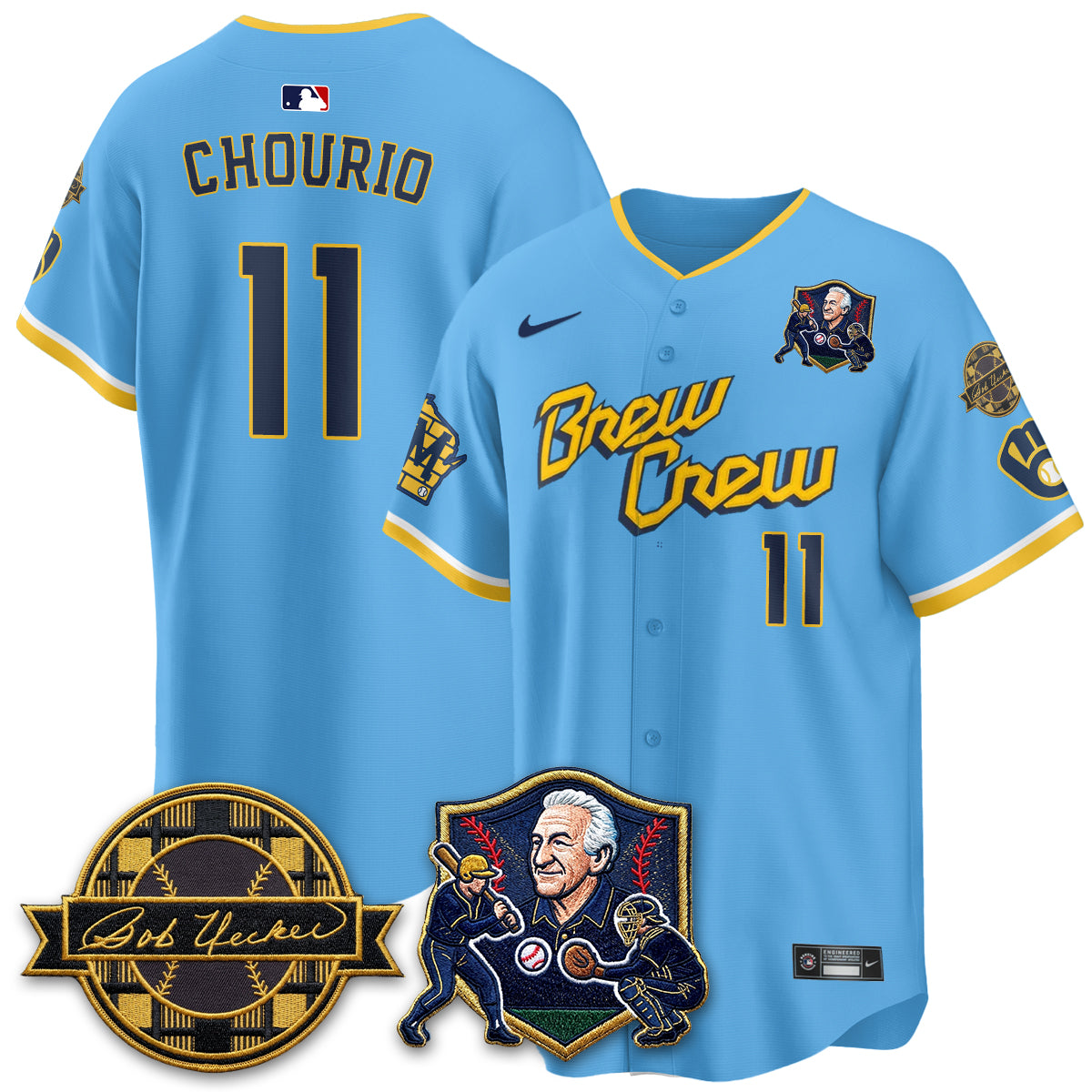 MIL Bob Uecker - 54 Seasons for Brewers' Vapor Limited Gold Jersey - All Stitched-DTD