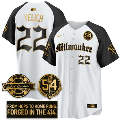 MIL Bob Uecker Patch Vapor Premier Limited Jersey - Gothic Edition - All Stitched-DTD