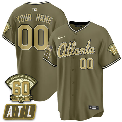 ATL New Era Olive 2026 Armed Forces Day Vapor Limited Custom Jersey - All Stitched-DTD