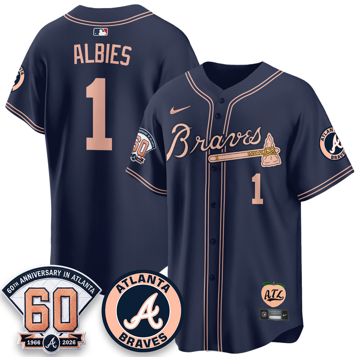ATL 60th Anniversary Peach Edition Vapor Premier Limited Jersey - All Stitched-DTD