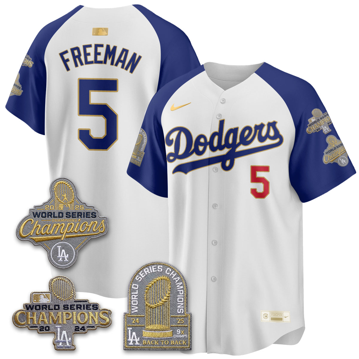 LAD Gold Collection Stadium Vapor Limited Jersey - Back to Back 9x Champs - All Stitched-DTD