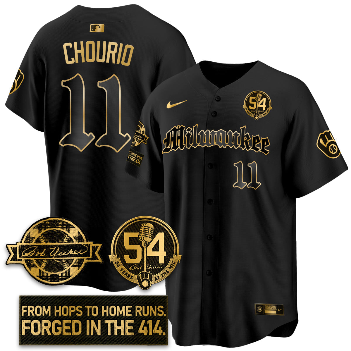 MIL Bob Uecker Patch Vapor Premier Limited Jersey - Gothic Edition - All Stitched-DTD