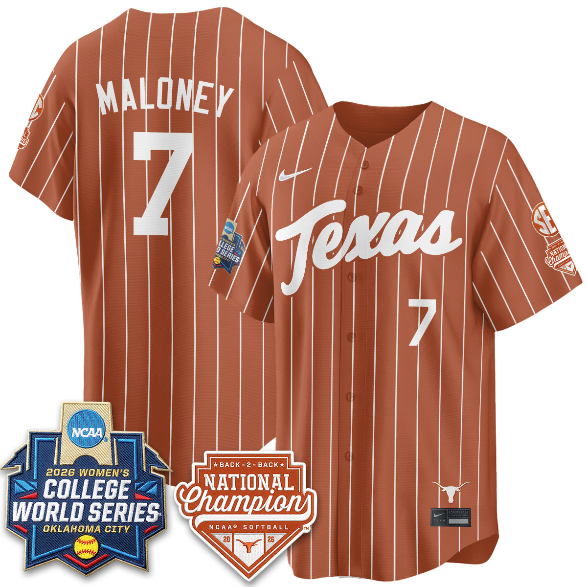 TEX Softball 2026 World Series (WCWS) Vapor Premier Limited Jersey - B2B Champs - All Stitched-DTD