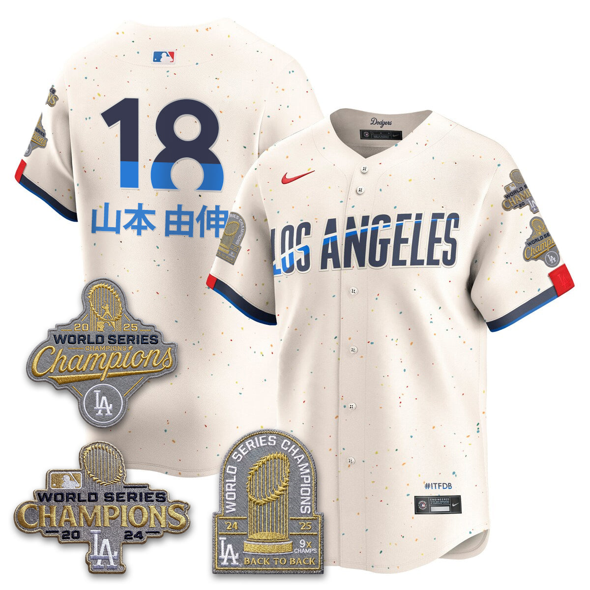 LAD Gold Collection Stadium Vapor Limited Jersey - Back to Back 9x Champs - All Stitched-DTD