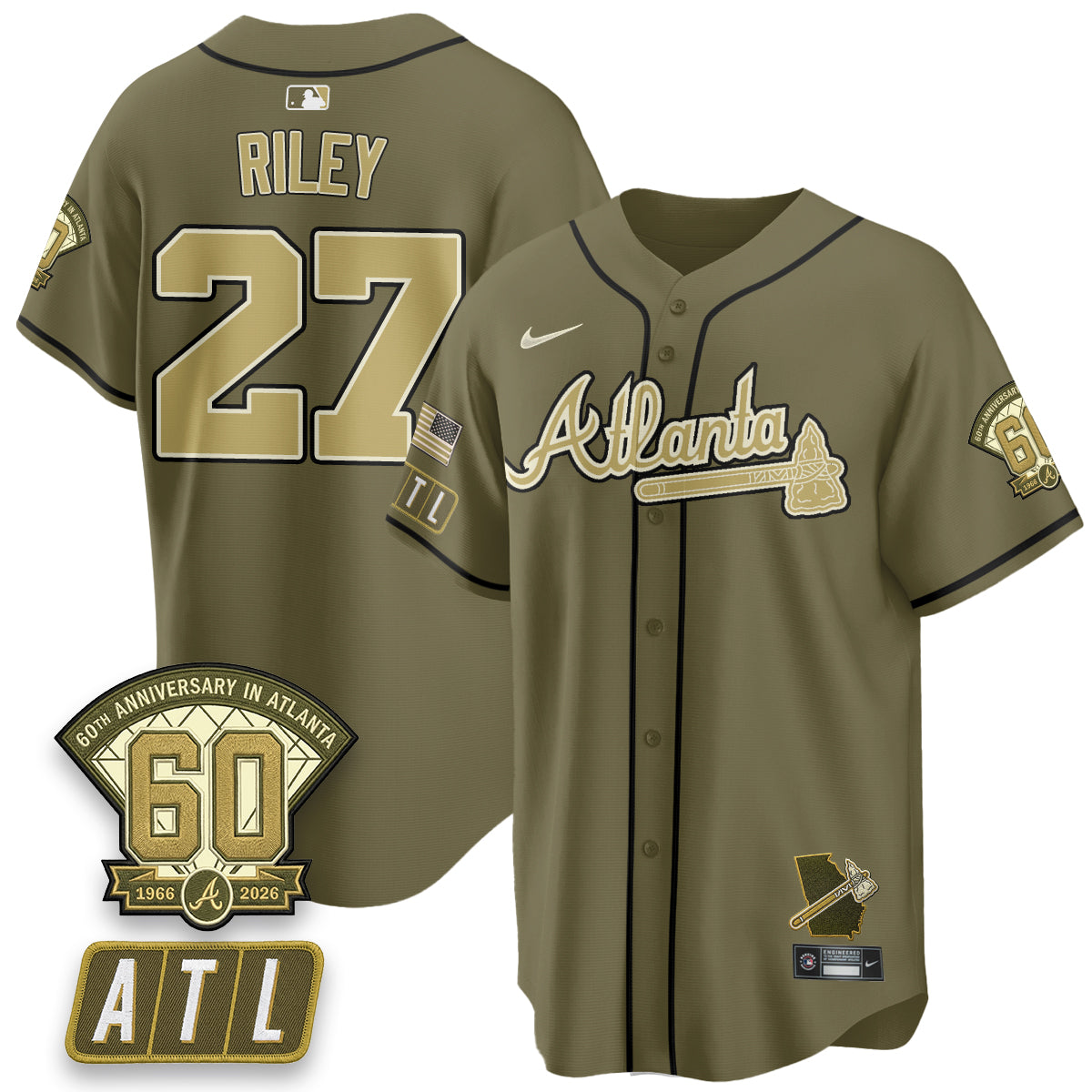 ATL New Era Olive 2026 Armed Forces Day Vapor Limited Jersey - All Stitched-DTD