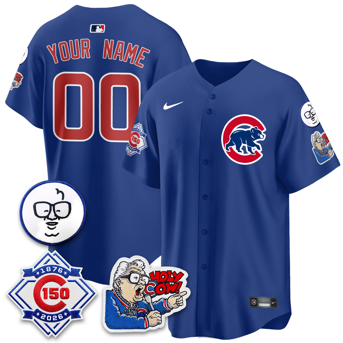 CHC 150th Anniversary Harry Caray Holy Cow Vapor Premier Limited Custom Jersey - All Stitched V2-DTD