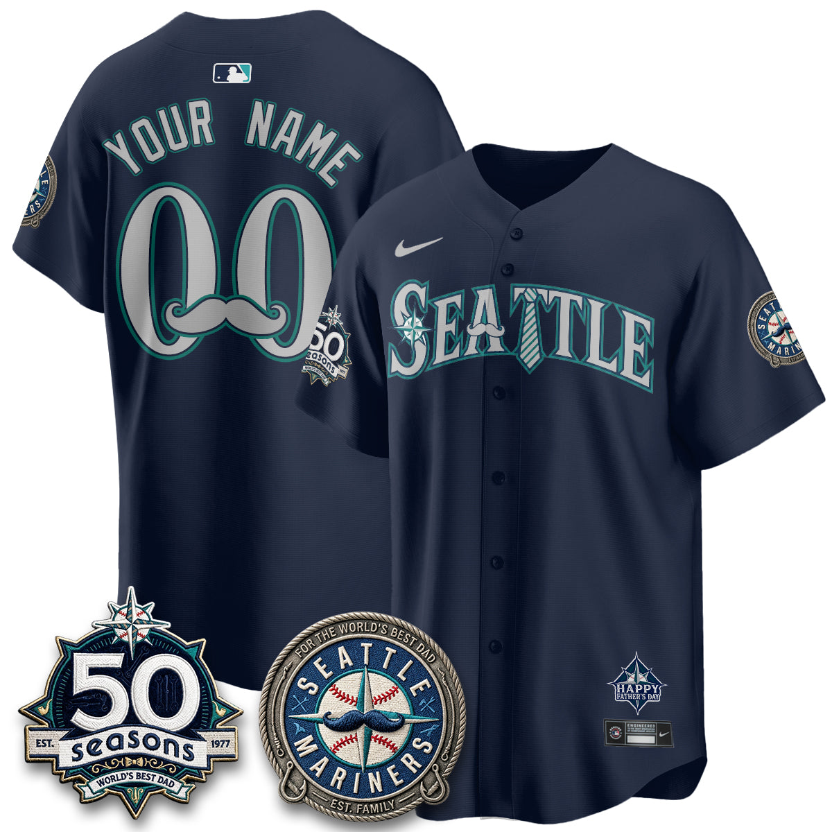 SEA Happy Father's Day Vapor Custom Jersey - Stitched-DTD