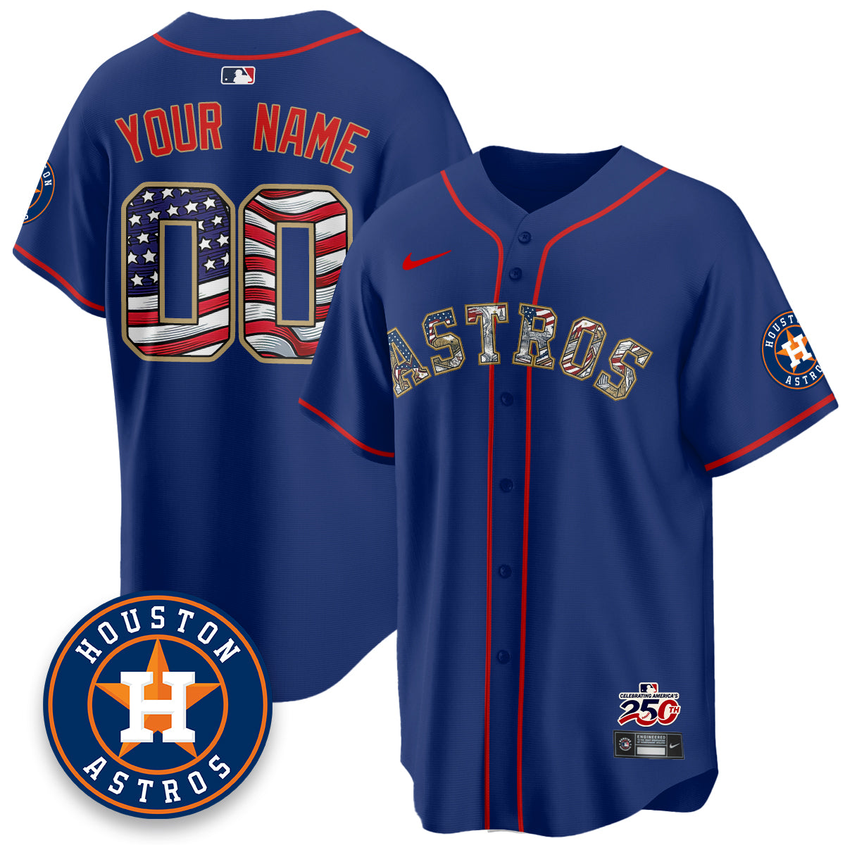 HOU 2026 Independence Day USA Vapor Limited Custom Jersey - Stitched-DTD
