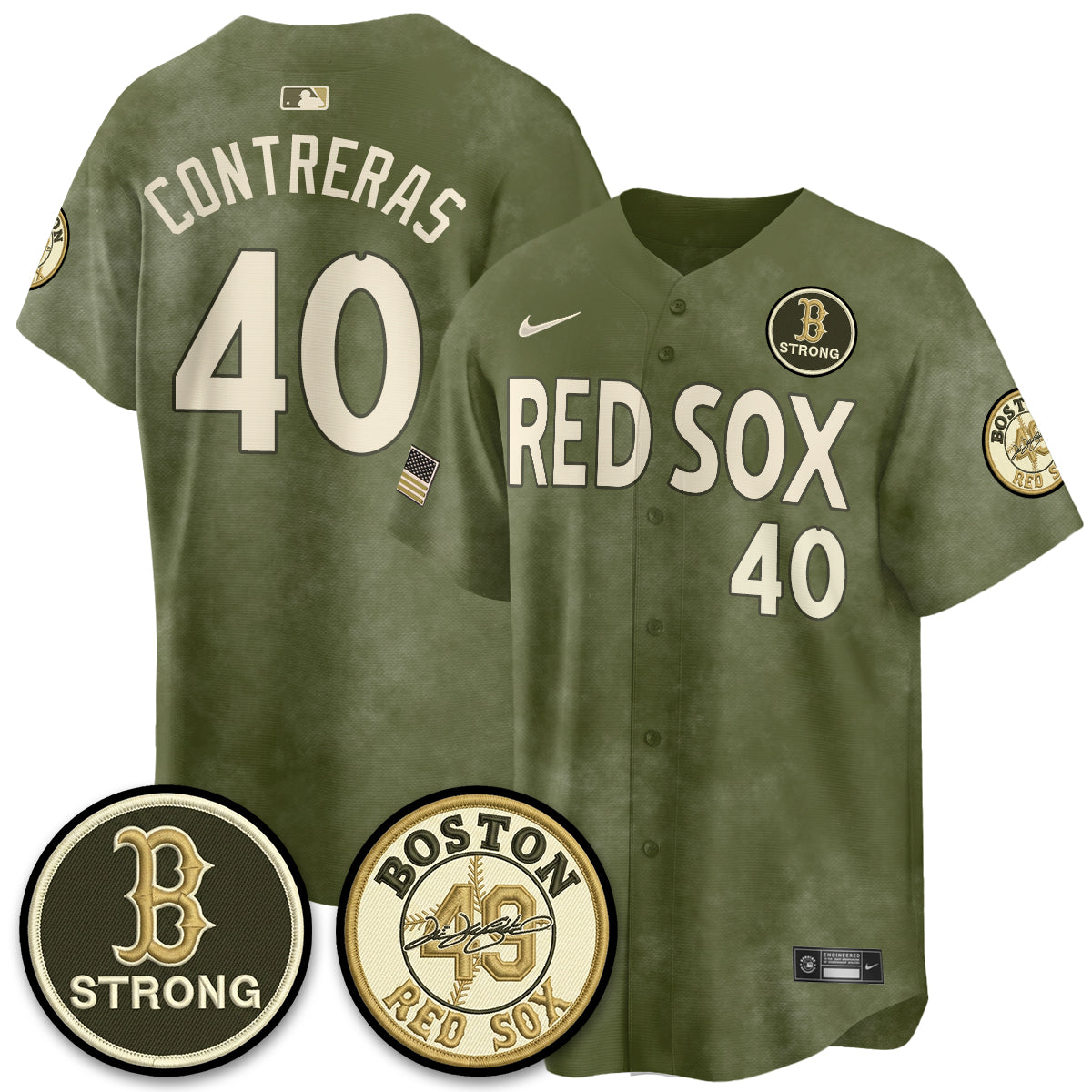 BOS New Era Olive 2026 Armed Forces Day Jersey - All Stitched-DTD