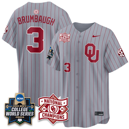 OU 2026 NCAA Baseball College World Series Champions Vapor Jersey - Stitched-DTD