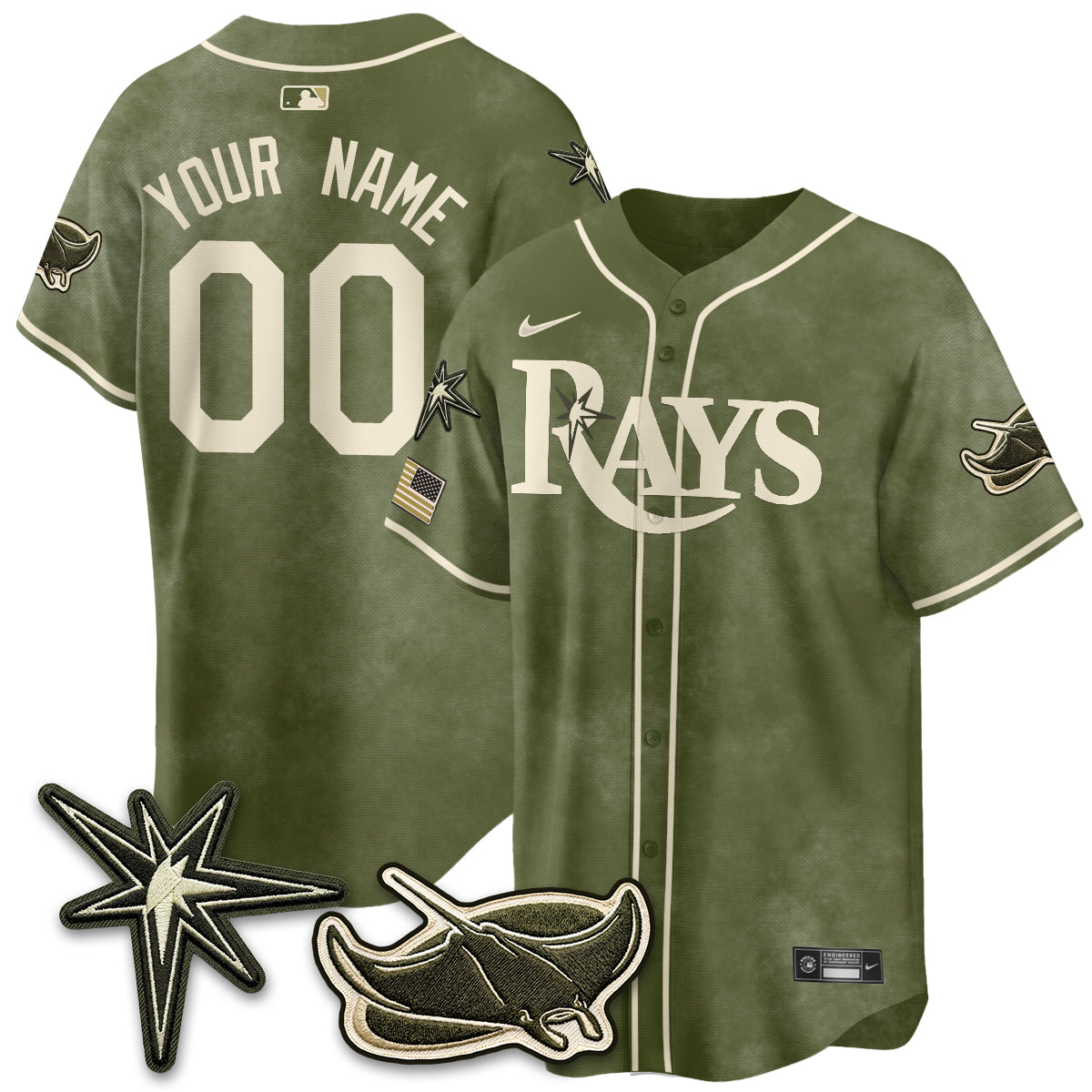 TB New Era Olive 2026 Armed Forces Day Custom Jersey - All Stitched-DTD