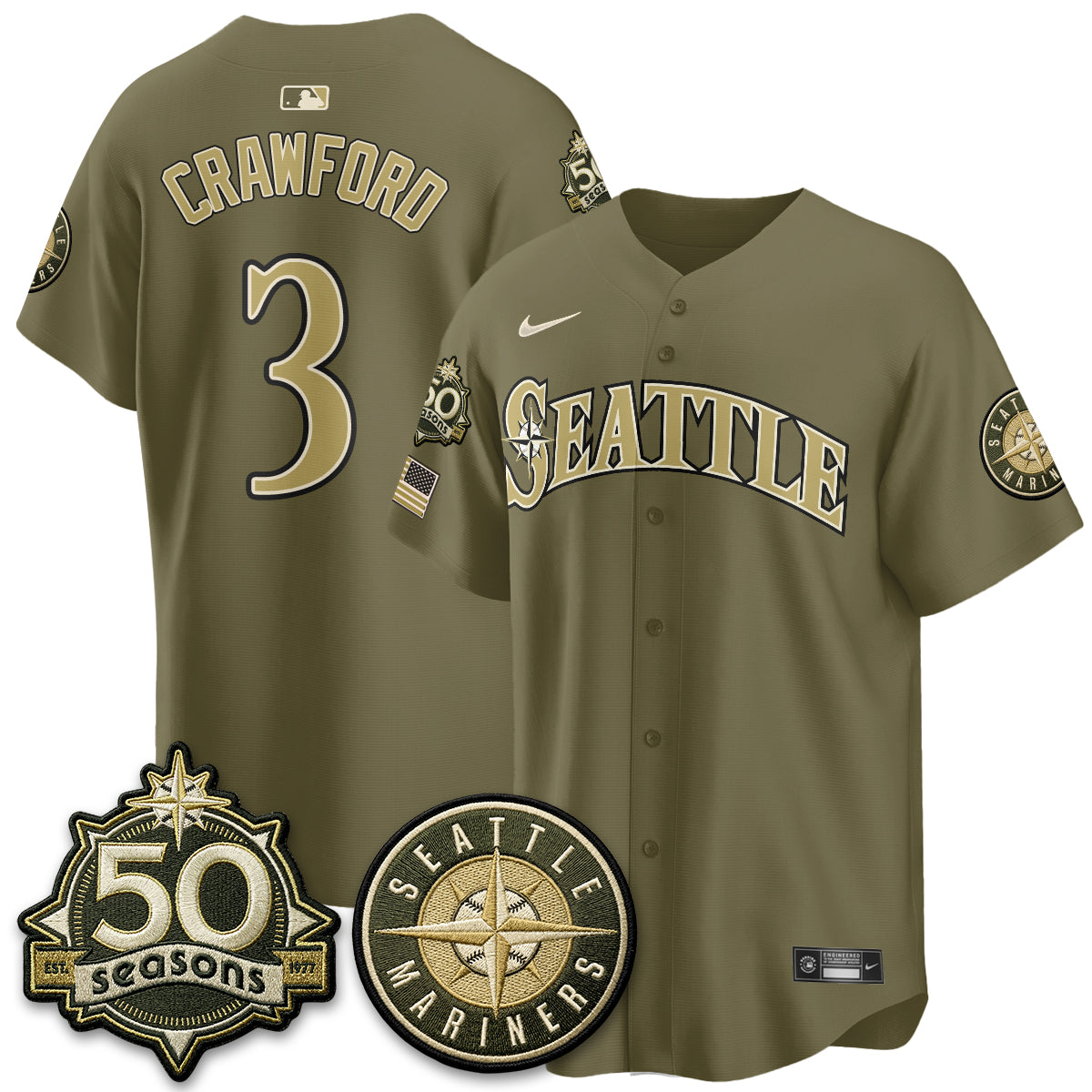 SEA New Era Olive 2026 Armed Forces Day Jersey - All Stitched-DTD