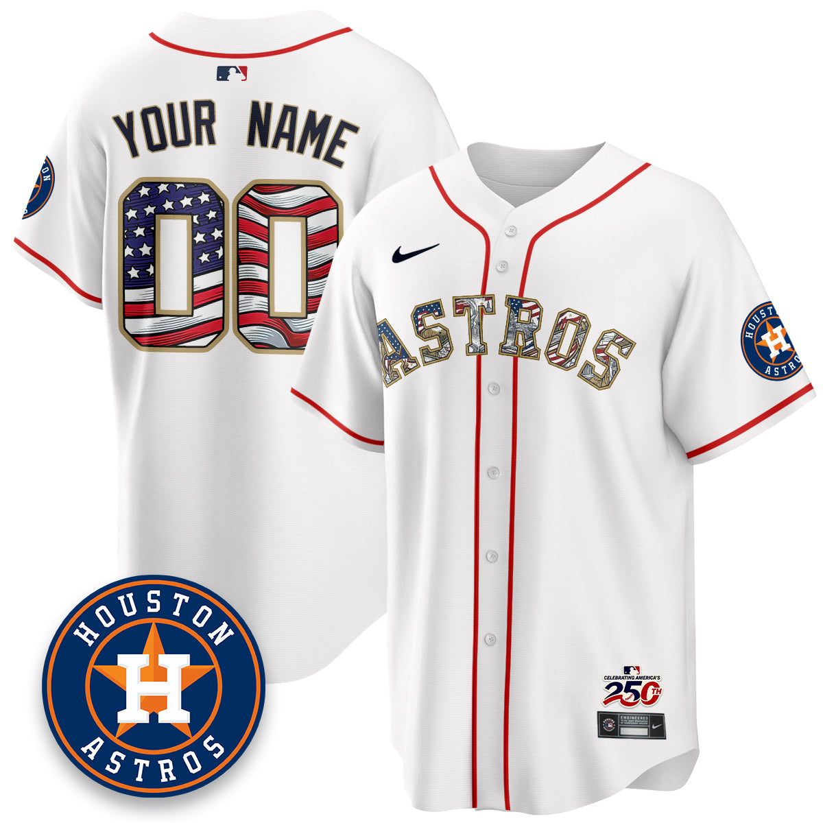 HOU 2026 Independence Day USA Vapor Limited Custom Jersey - Stitched-DTD