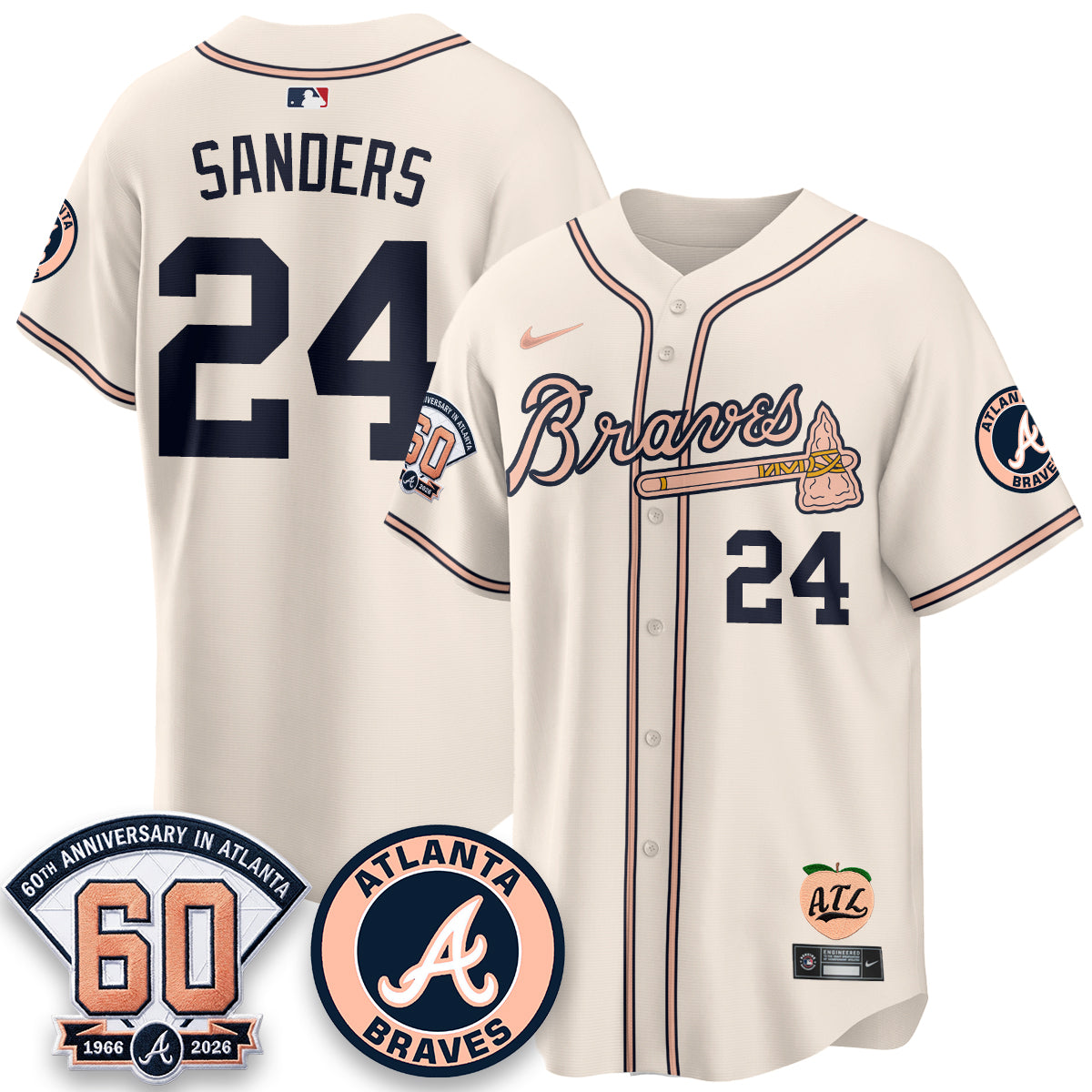 ATL 60th Anniversary Peach Edition Vapor Premier Limited Jersey - All Stitched-DTD
