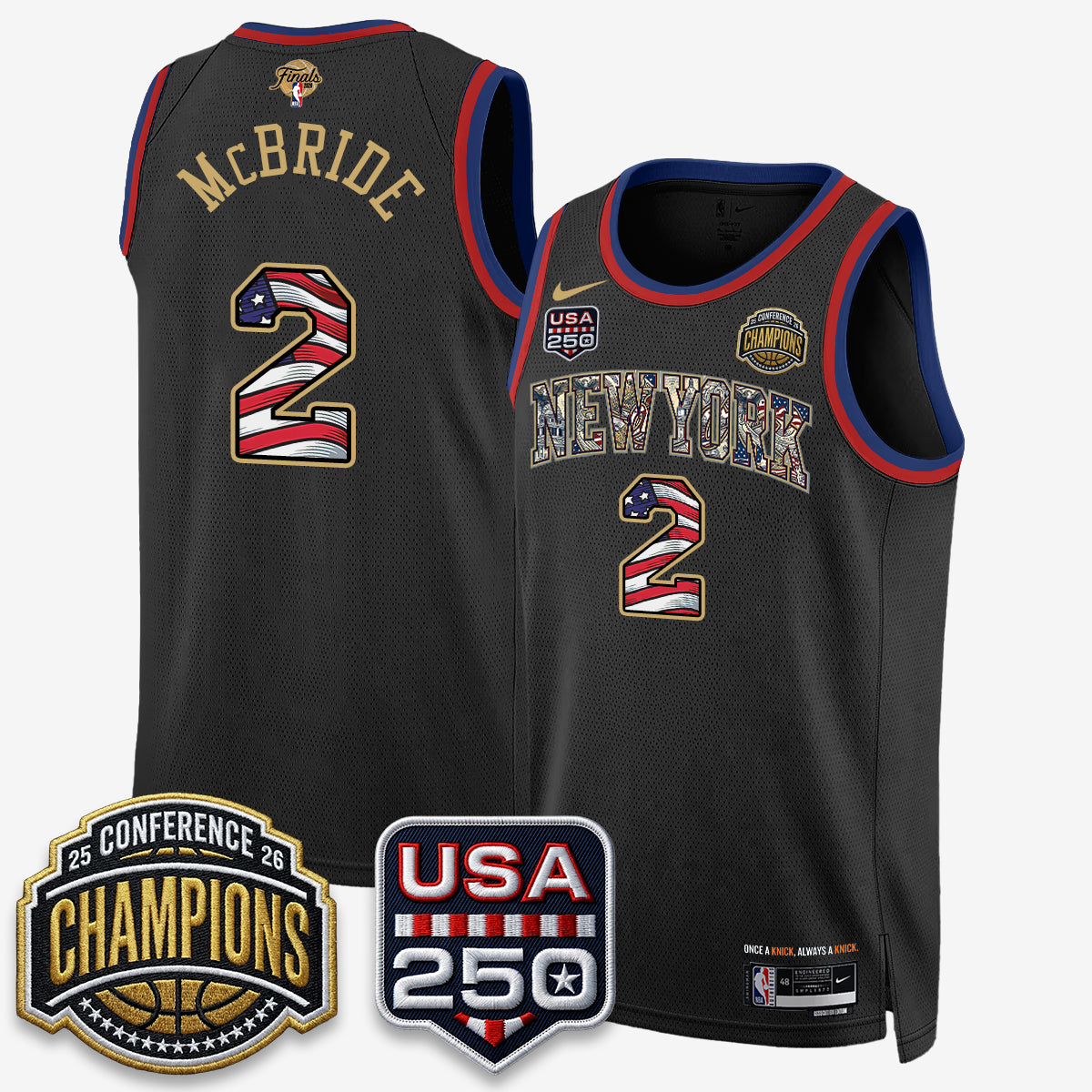 NYK 2026 NBA Eastern Conference Champions x Fourth of July Vapor Jersey - Stitched-DTD