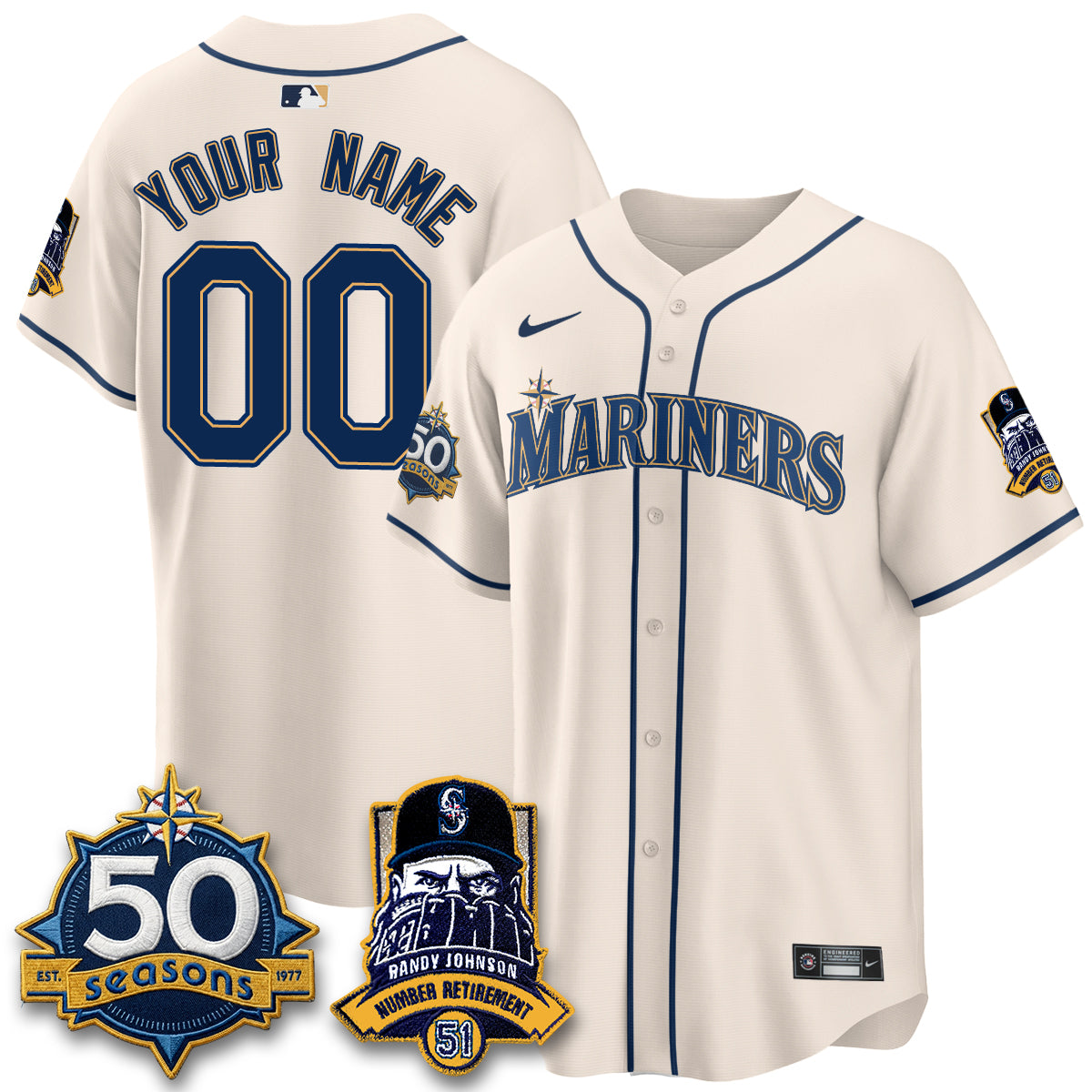 SEA Randy Johnson Vapor Limited Custom Jersey V2- All Stitched-DTD