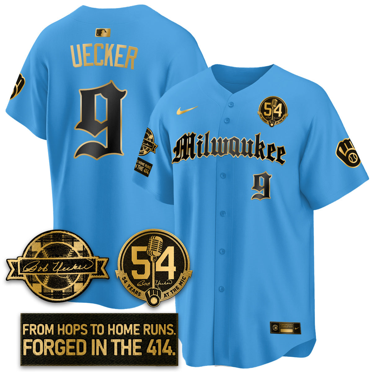 MIL Bob Uecker Patch Vapor Premier Limited Jersey - Gothic Edition - All Stitched-DTD