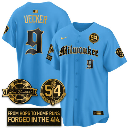 MIL Bob Uecker Patch Vapor Premier Limited Jersey - Gothic Edition - All Stitched-DTD