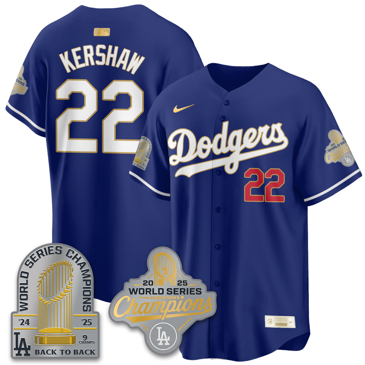 LAD Gold Collection Stadium Vapor Limited Jersey - 9x Champs - All Stitched-DTD