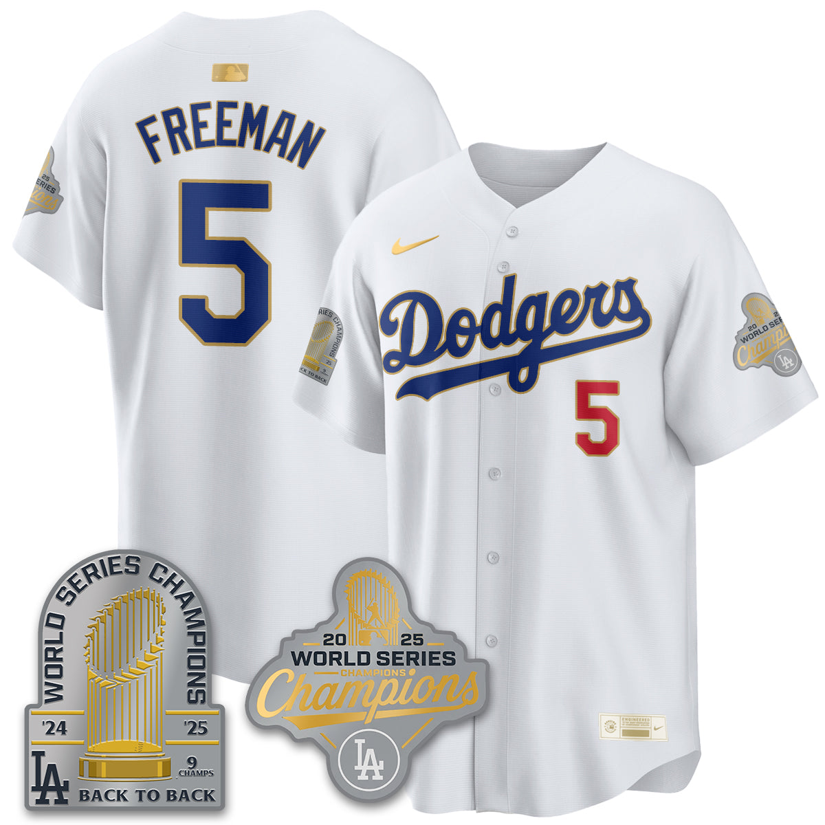 LAD Gold Collection Stadium Vapor Limited Jersey - 9x Champs - All Stitched-DTD