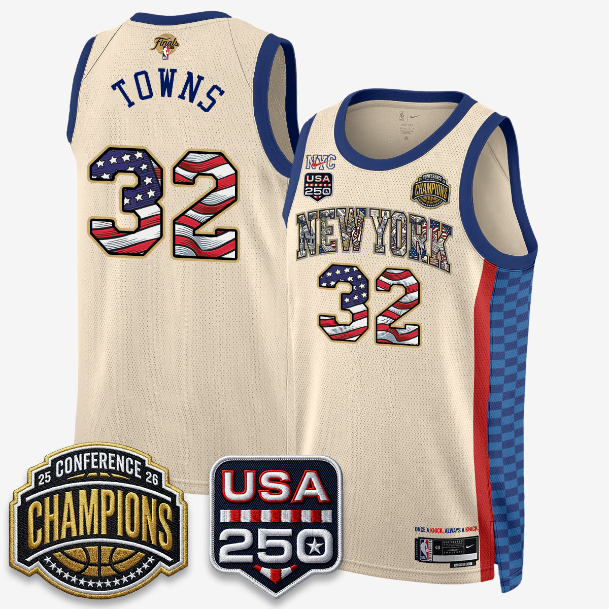 NYK 2026 NBA Eastern Conference Champions x Fourth of July Vapor Jersey - Stitched-DTD