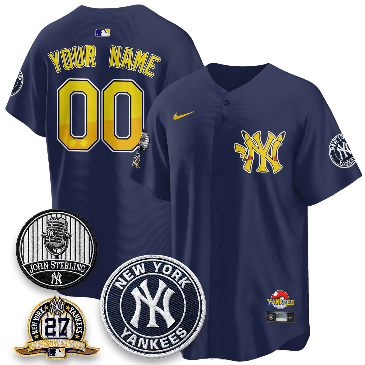 NYY x PKM Cartoon Limited Custom Jersey -  Stitched-DTD