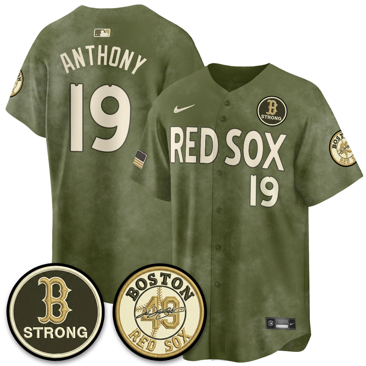 BOS New Era Olive 2026 Armed Forces Day Jersey - All Stitched-DTD